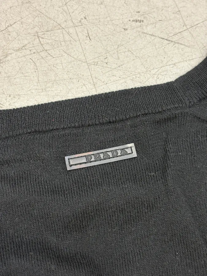 SS2008 Prada Black Cotton Cashmere V-Neck Sweater qaRUNSa 7