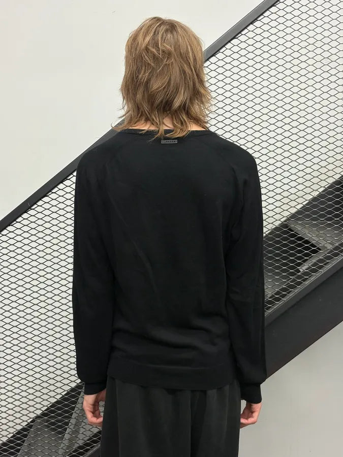 SS2008 Prada Black Cotton Cashmere V-Neck Sweater qaRUNSa 2