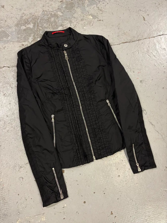 SS2008 Prada Black Wrapped Multi Zips Nylon Jacket XVtFQWV 3