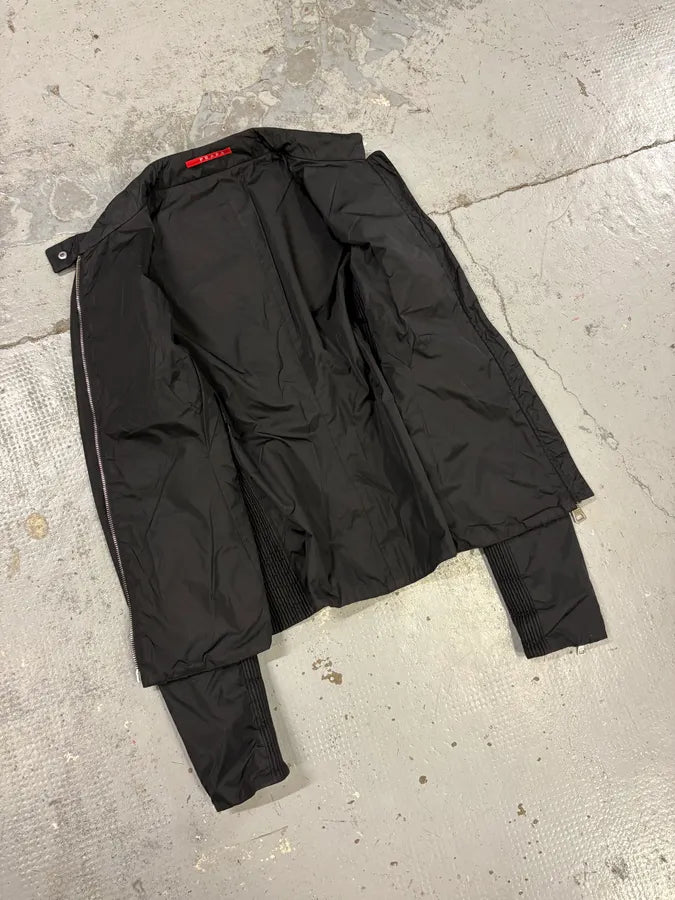 SS2008 Prada Black Wrapped Multi Zips Nylon Jacket XVtFQWV 6