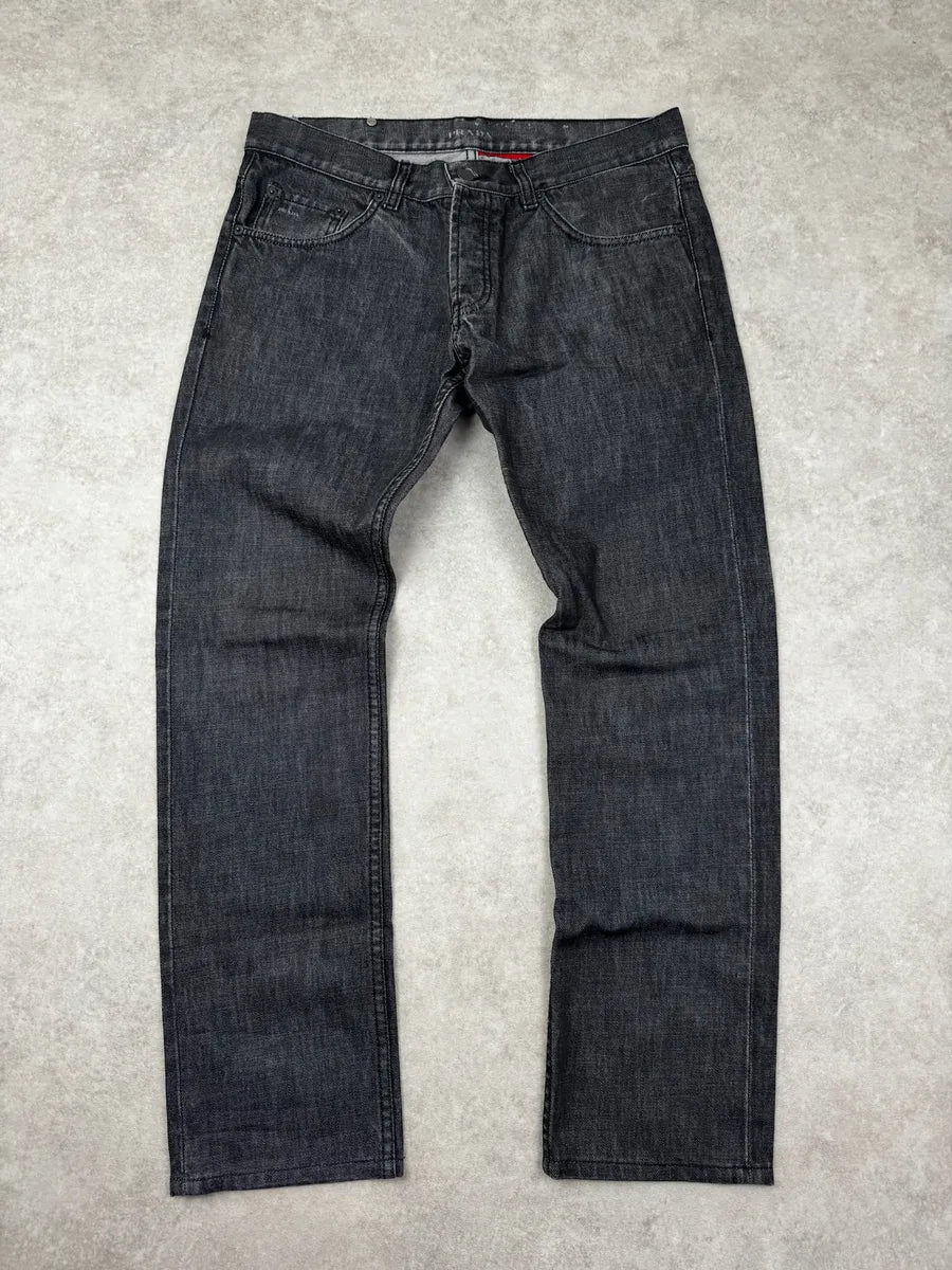 SS2008 Prada Grey Raw Straight Denim Jeans iMoIohT 0