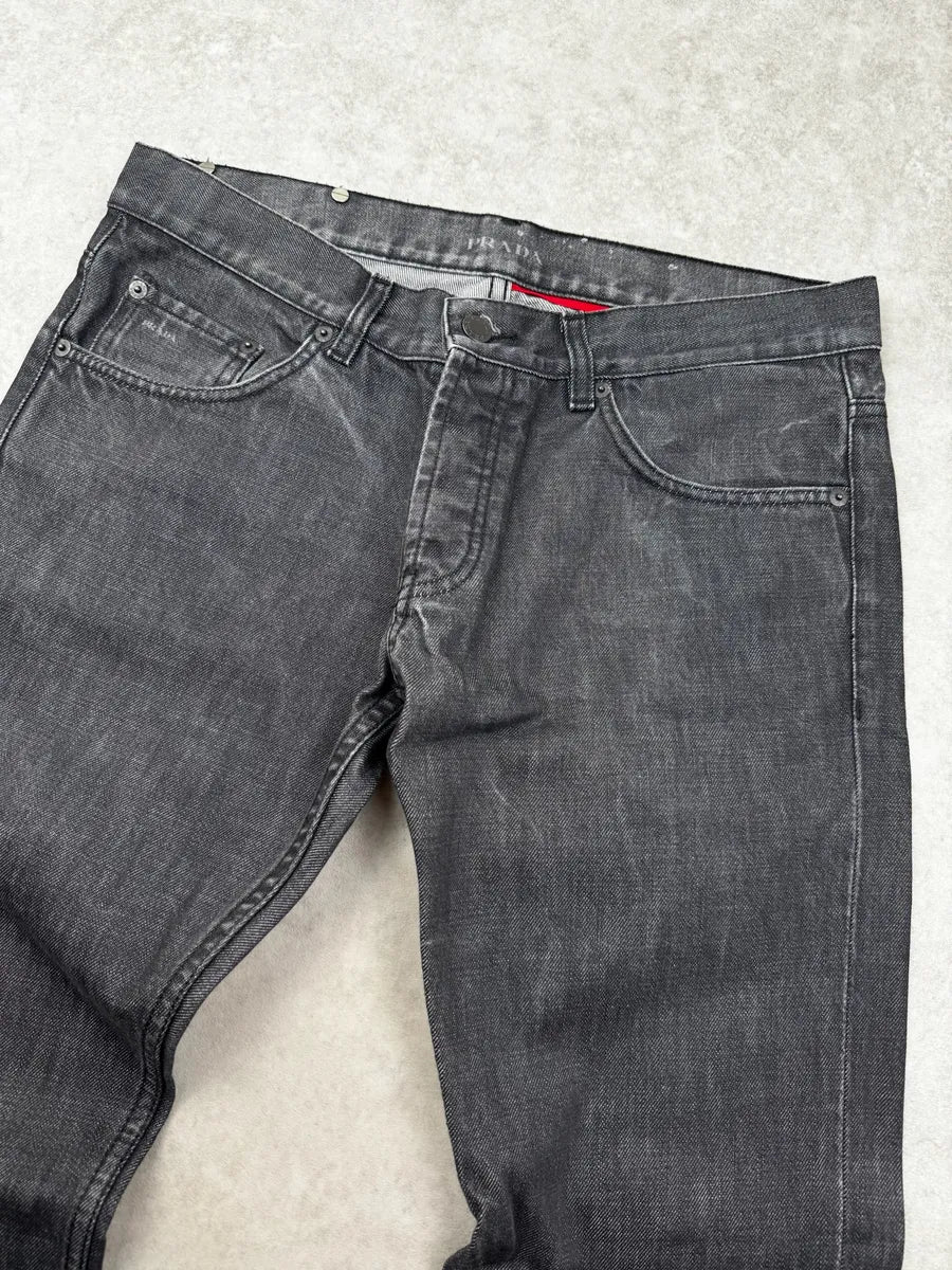 SS2008 Prada Grey Raw Straight Denim Jeans iMoIohT 4