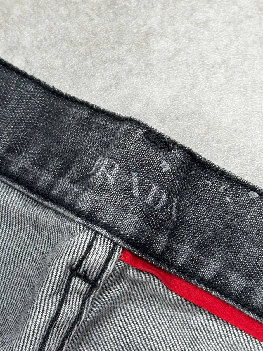 SS2008 Prada Grey Raw Straight Denim Jeans iMoIohT 9