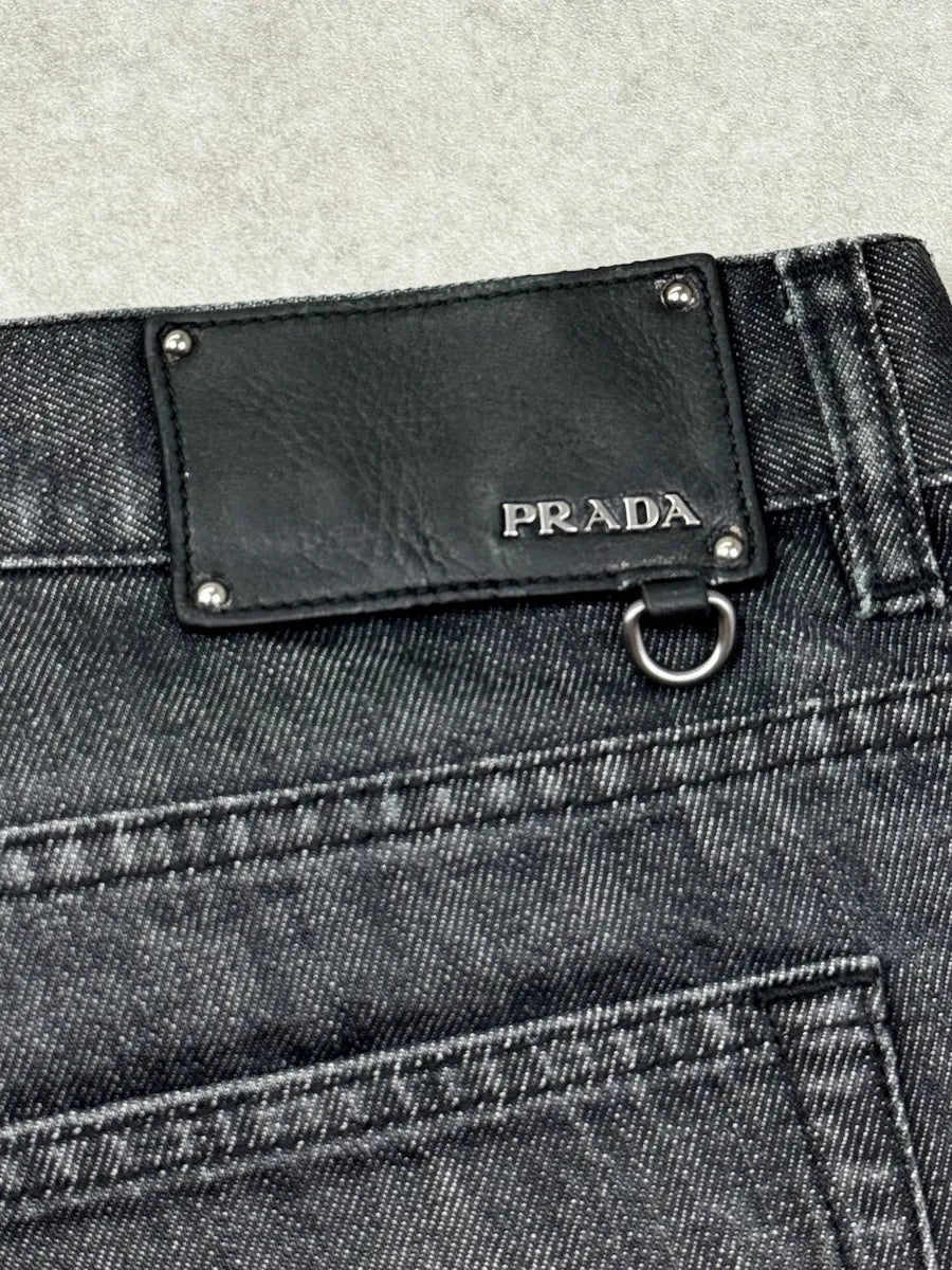 SS2008 Prada Grey Raw Straight Denim Jeans iMoIohT 8
