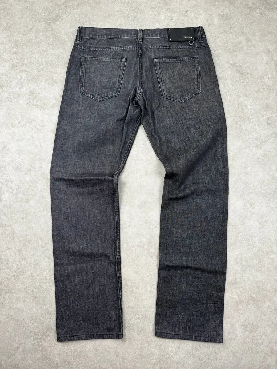 SS2008 Prada Grey Raw Straight Denim Jeans iMoIohT 5