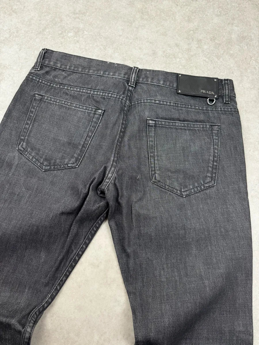 SS2008 Prada Grey Raw Straight Denim Jeans iMoIohT 6