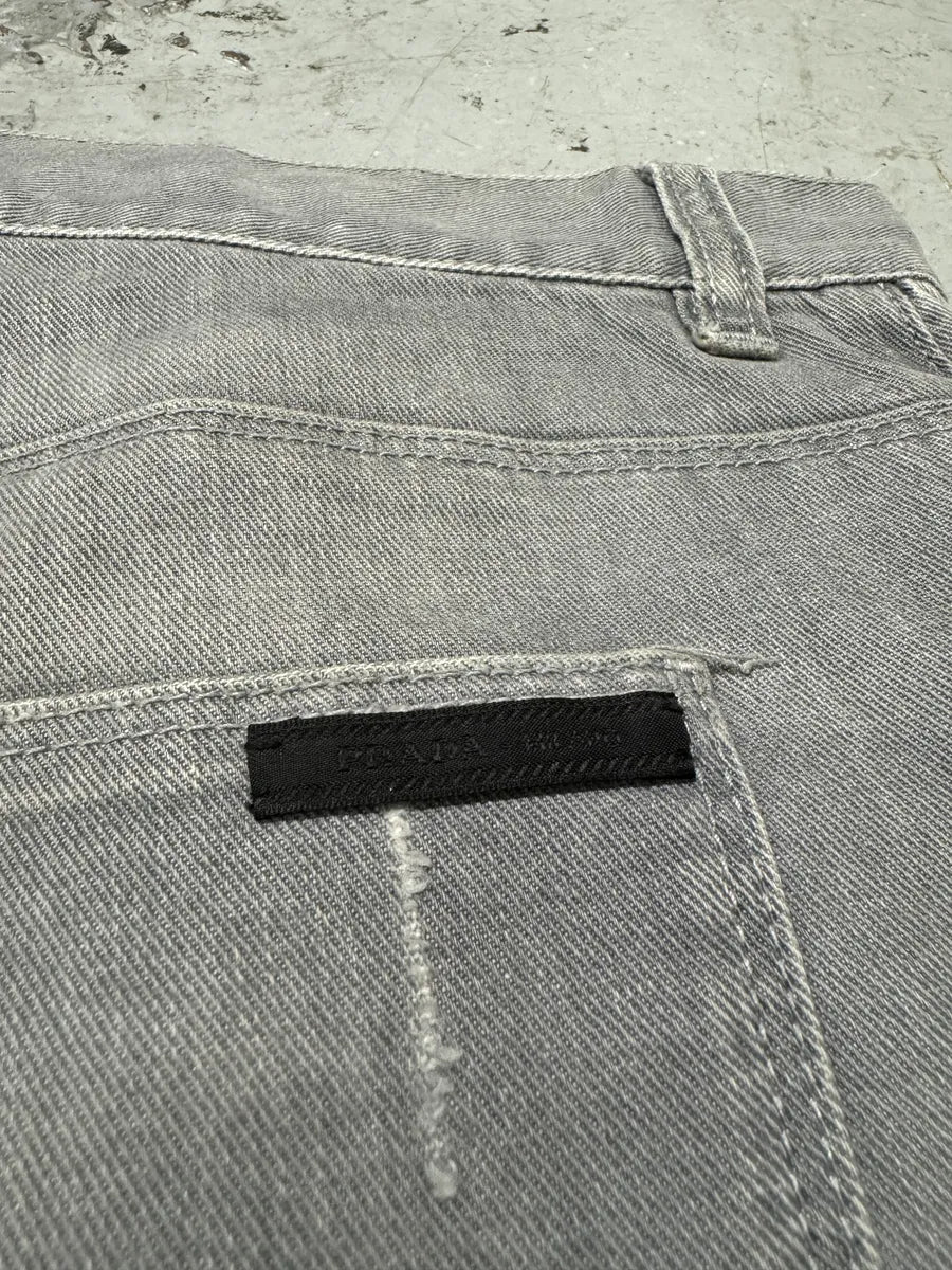 SS2008 Prada Grey Distressed Denim Jeans EbIoTWT 5