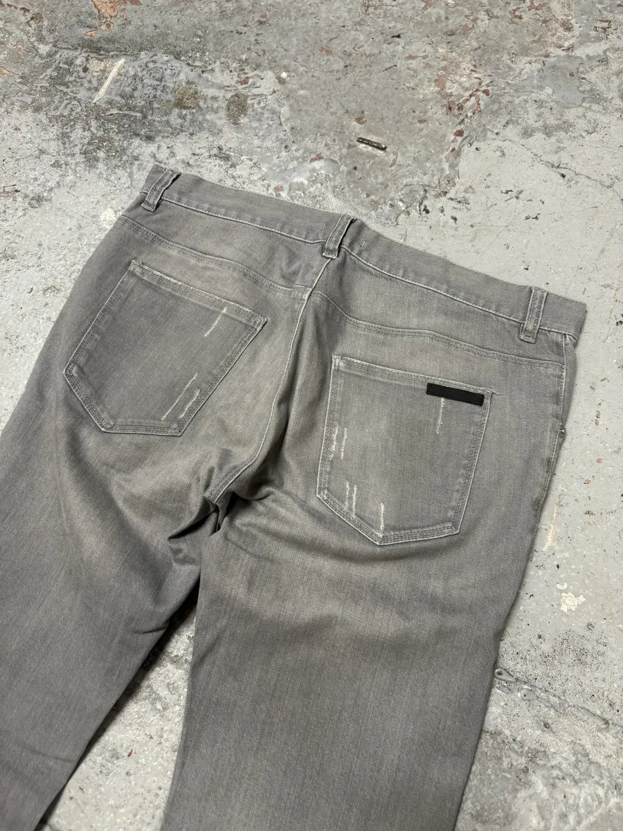 SS2008 Prada Grey Distressed Denim Jeans EbIoTWT 6