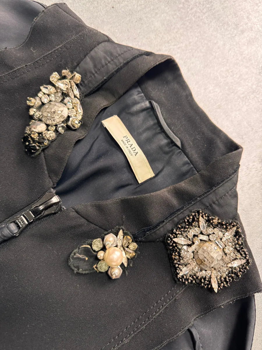 SS2008 Prada Jewelled Embellished Black Jacket (XS) 2