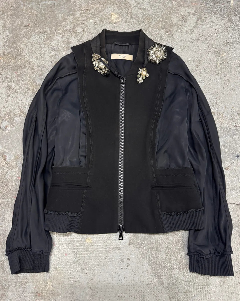 SS2008 Prada Jewelled Embellished Black Jacket (XS) 0