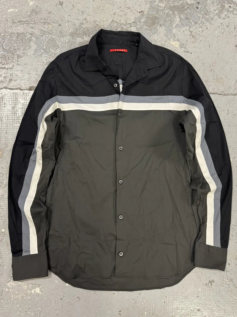 SS2008 Prada Lined Black Grey Shirt ArLzuHt 0