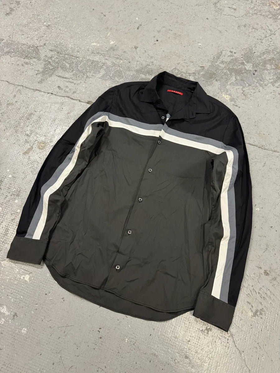 SS2008 Prada Lined Black Grey Shirt ArLzuHt 1