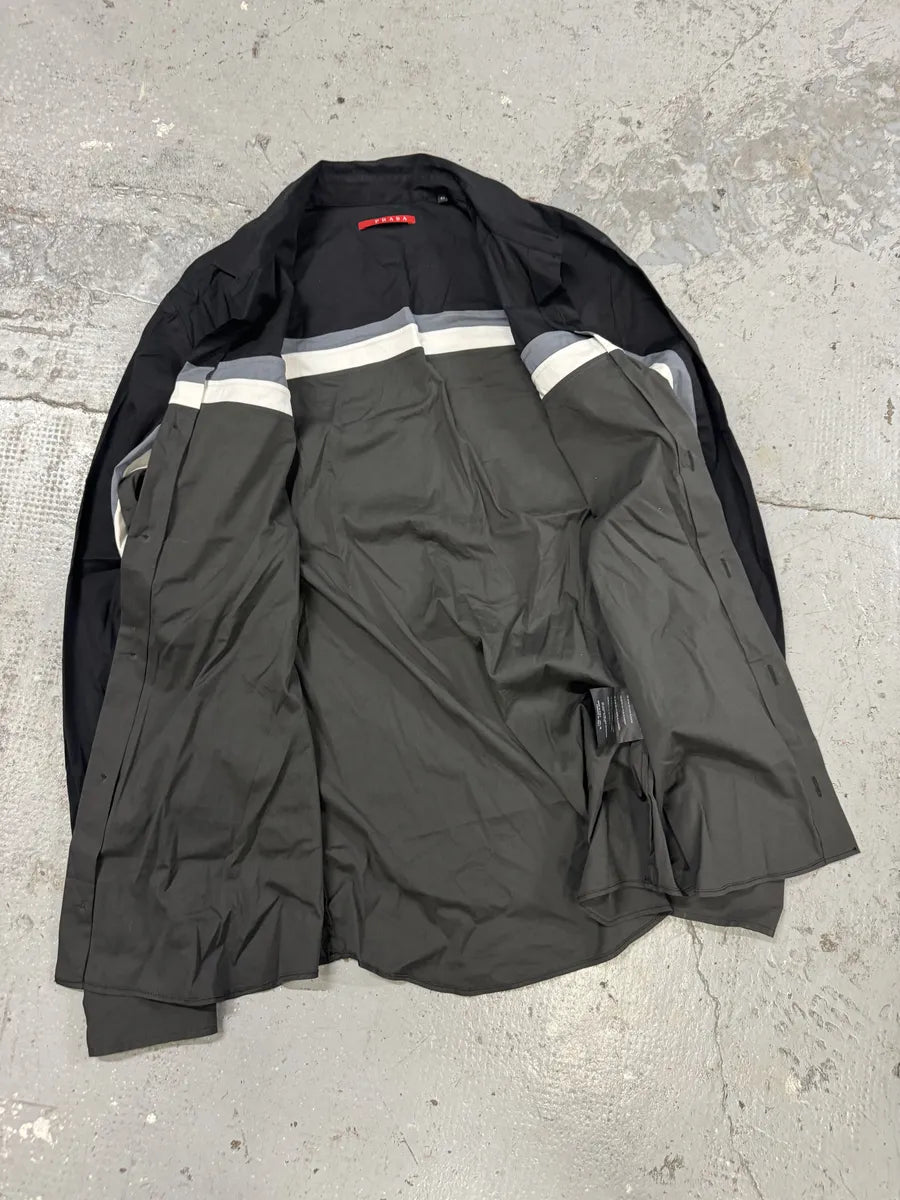 SS2008 Prada Lined Black Grey Shirt ArLzuHt 4