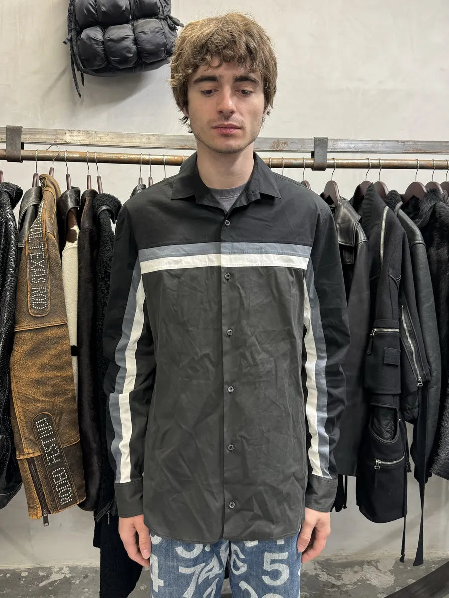 SS2008 Prada Lined Black Grey Shirt ArLzuHt 8