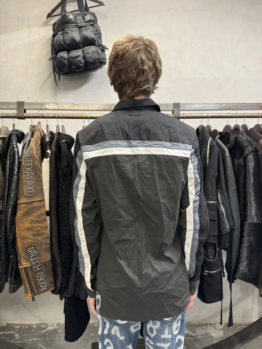 SS2008 Prada Lined Black Grey Shirt ArLzuHt 9