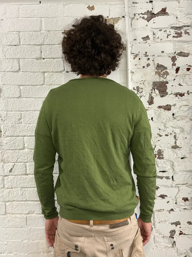 SS2008 Prada Green Classy Minimalist V-Neck Sweater qCviwKK 2