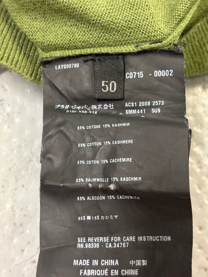 SS2008 Prada Green Classy Minimalist V-Neck Sweater qCviwKK 9