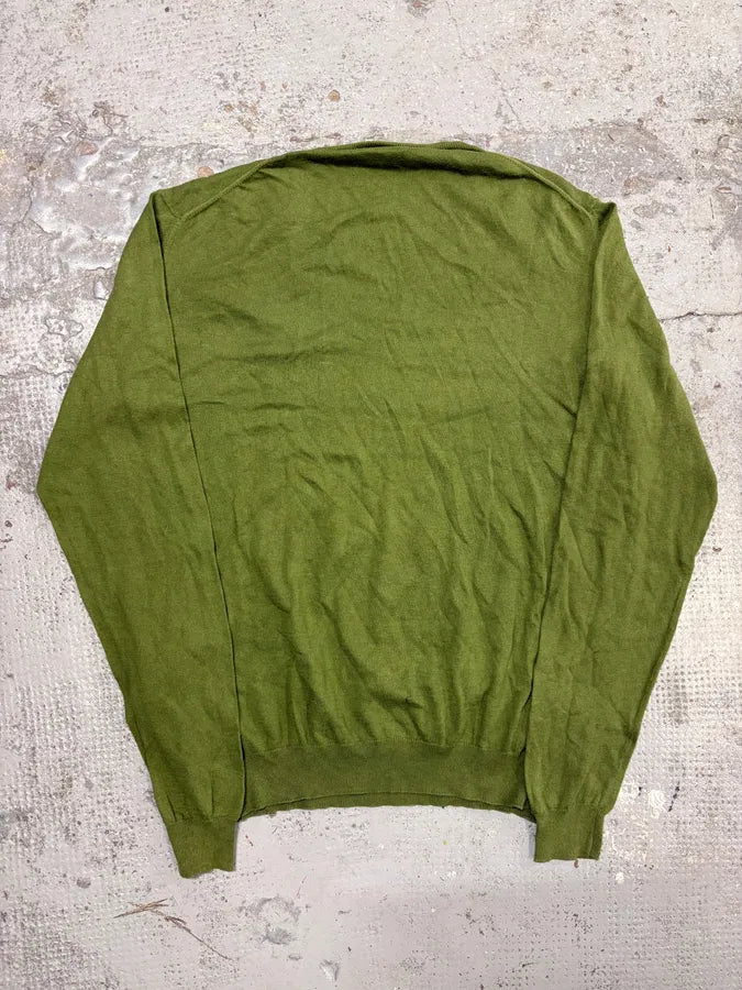 SS2008 Prada Green Classy Minimalist V-Neck Sweater qCviwKK 5