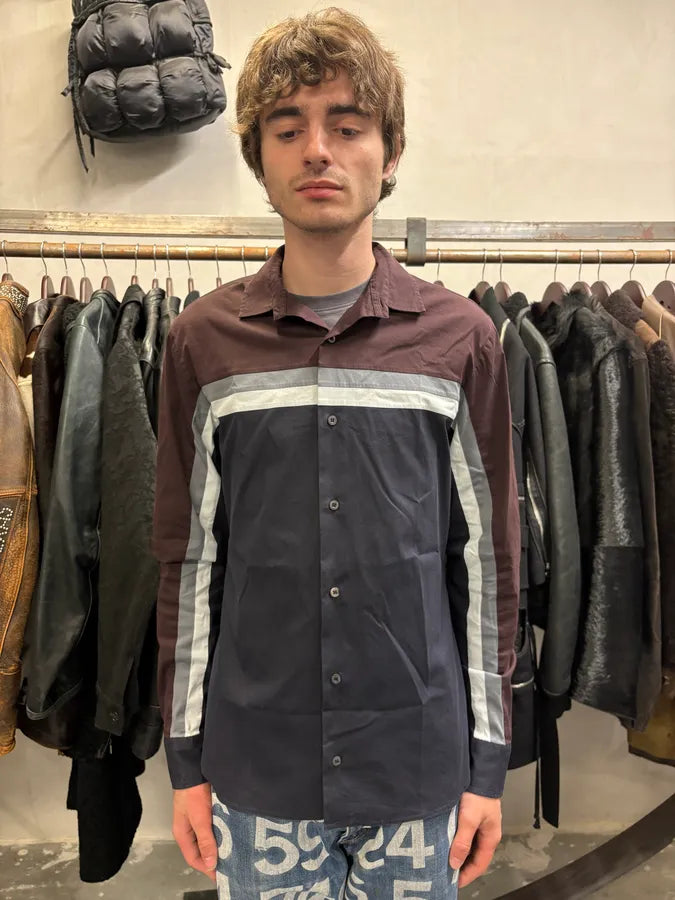 SS2008 Prada Two Tone Bordeaux Dark Lined Shirt (S/M) ZRiPVGS 1