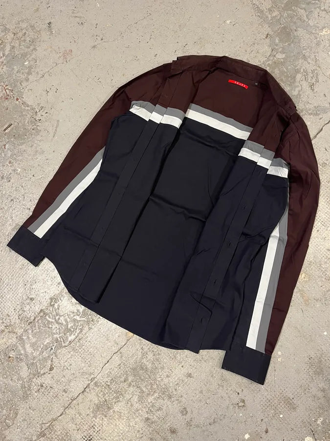 SS2008 Prada Two Tone Bordeaux Dark Lined Shirt (S/M) ZRiPVGS 4