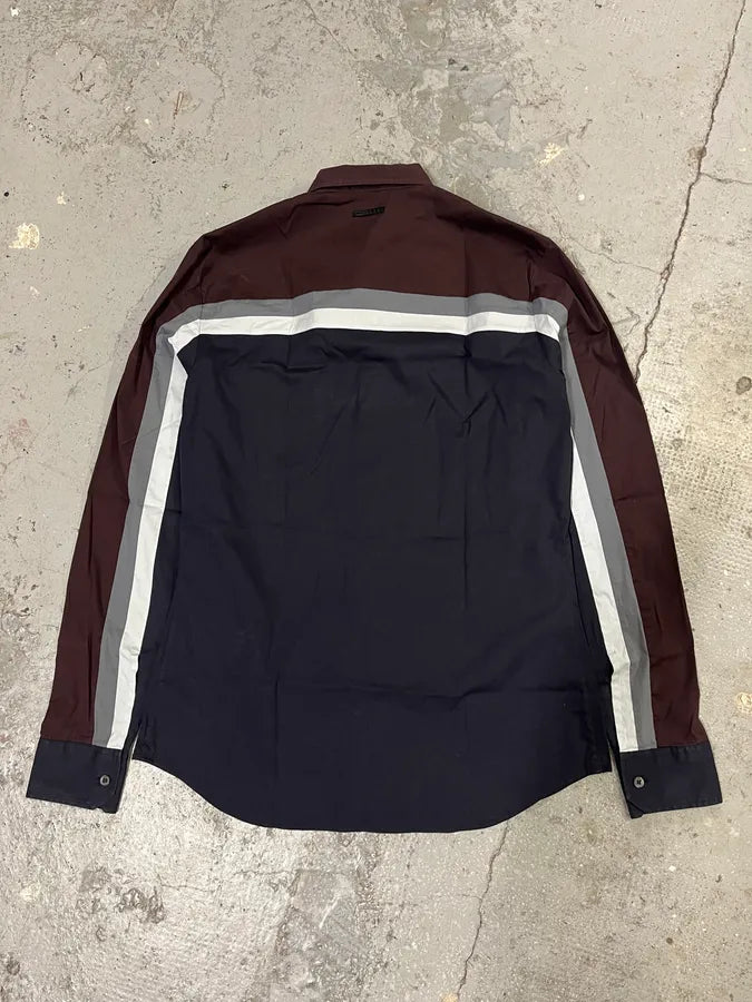 SS2008 Prada Two Tone Bordeaux Dark Lined Shirt (S/M) ZRiPVGS 5