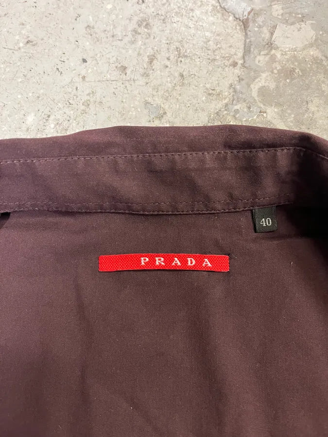 SS2008 Prada Two Tone Bordeaux Dark Lined Shirt (S/M) ZRiPVGS 6