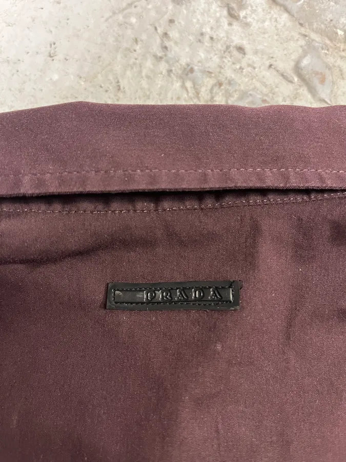 SS2008 Prada Two Tone Bordeaux Dark Lined Shirt (S/M) ZRiPVGS 7
