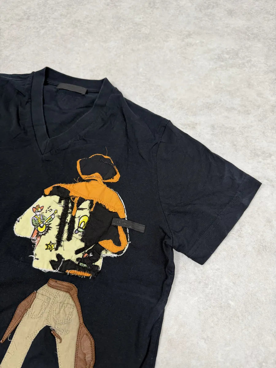 SS2008 Prada V-Neck Texas Man Black T-Shirt dZvKKtK 4