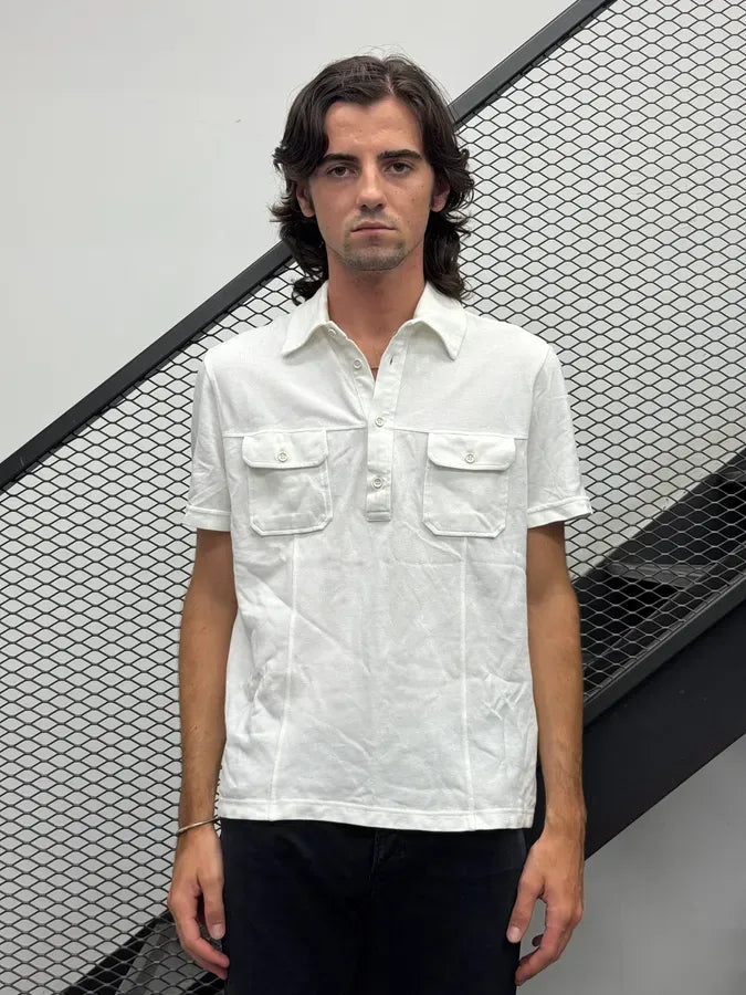 SS2008 Prada White Cotton Cargo Polo lEuzEmb 0