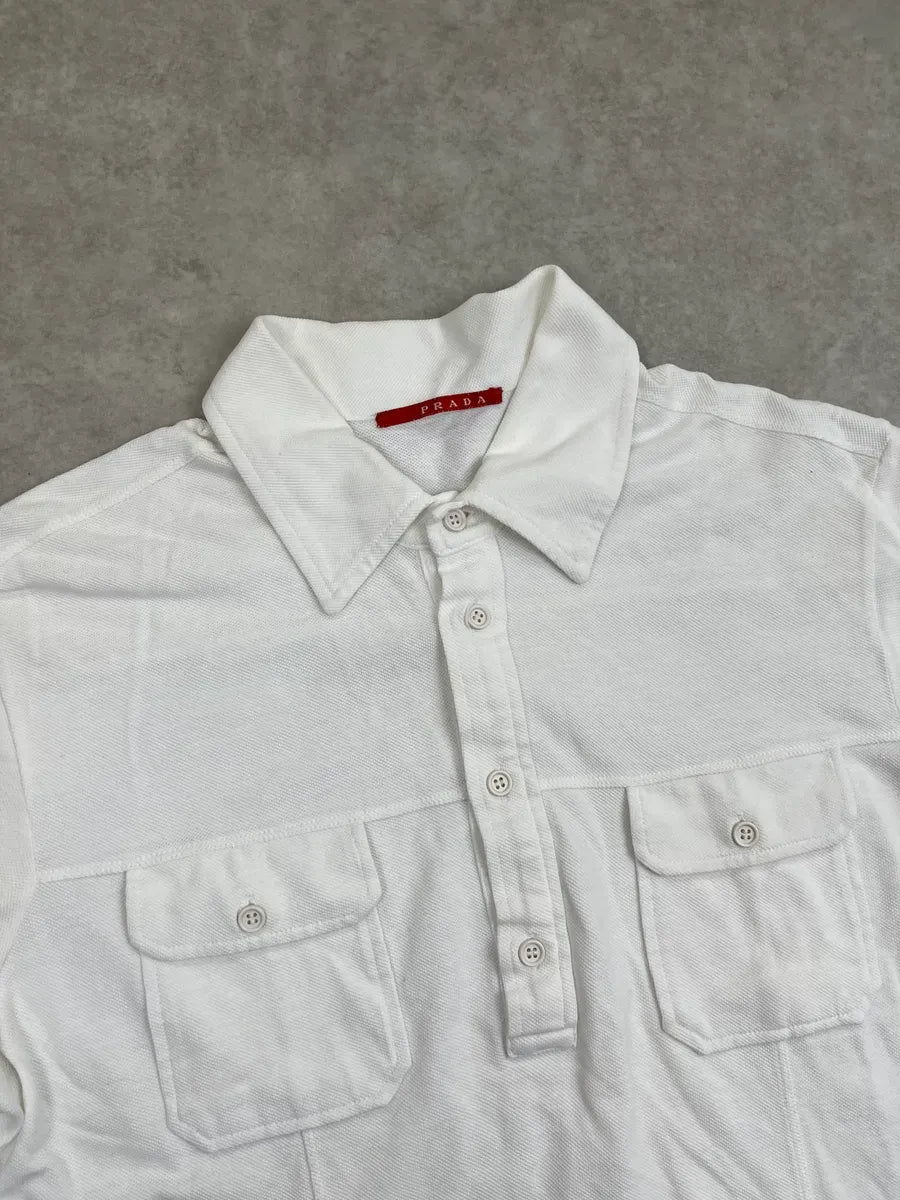 SS2008 Prada White Cotton Cargo Polo lEuzEmb 4