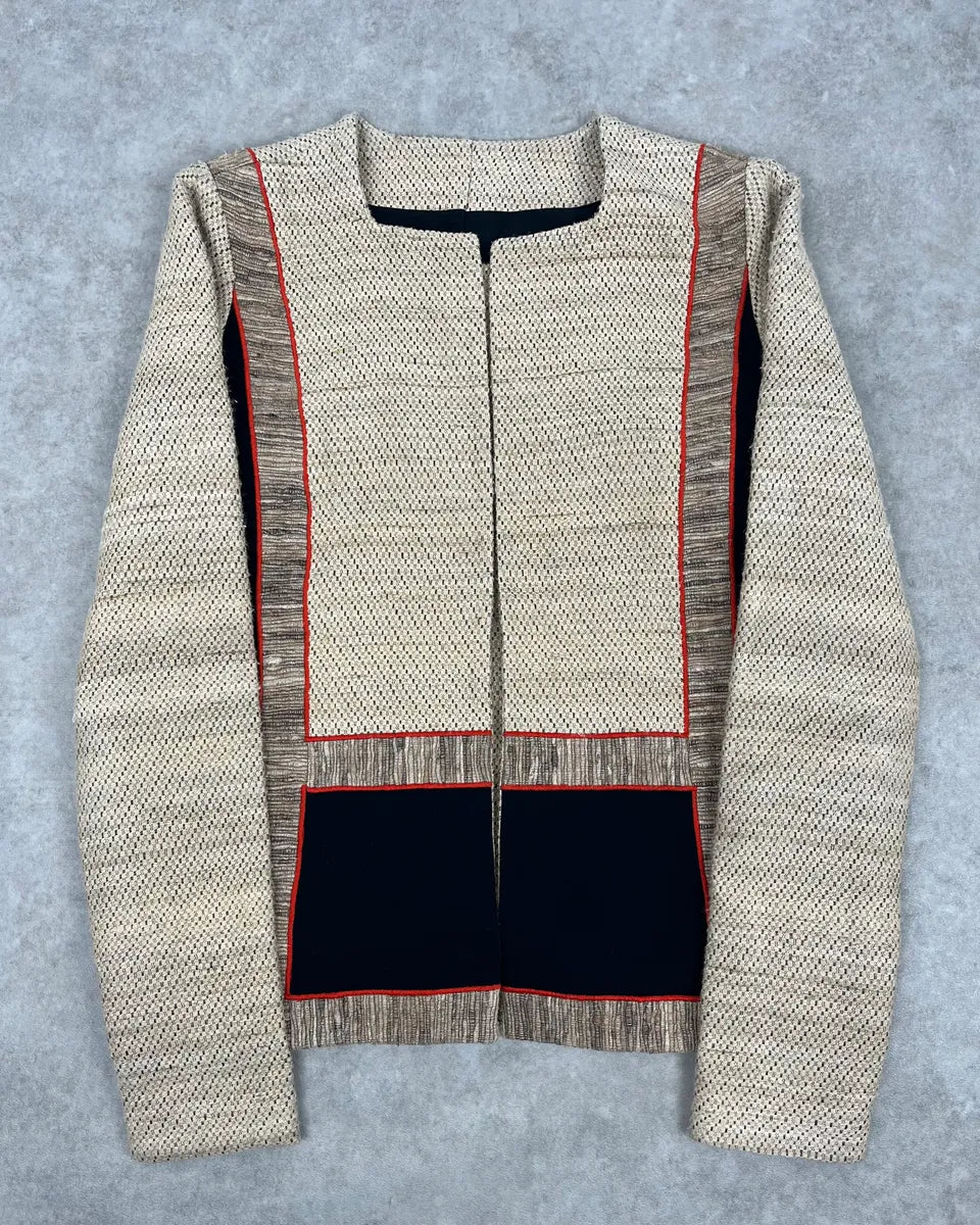 SS2009 Balenciaga Beige Wool Contrast Pocket Light Blazer Jacket lzrslSb 0