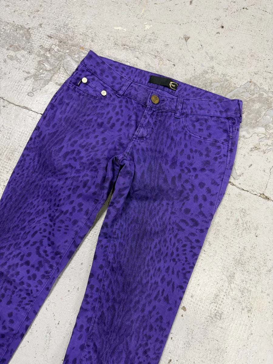SS2009 Cavalli Leopard Purple & Black Slim Pants DCyyyXE 1