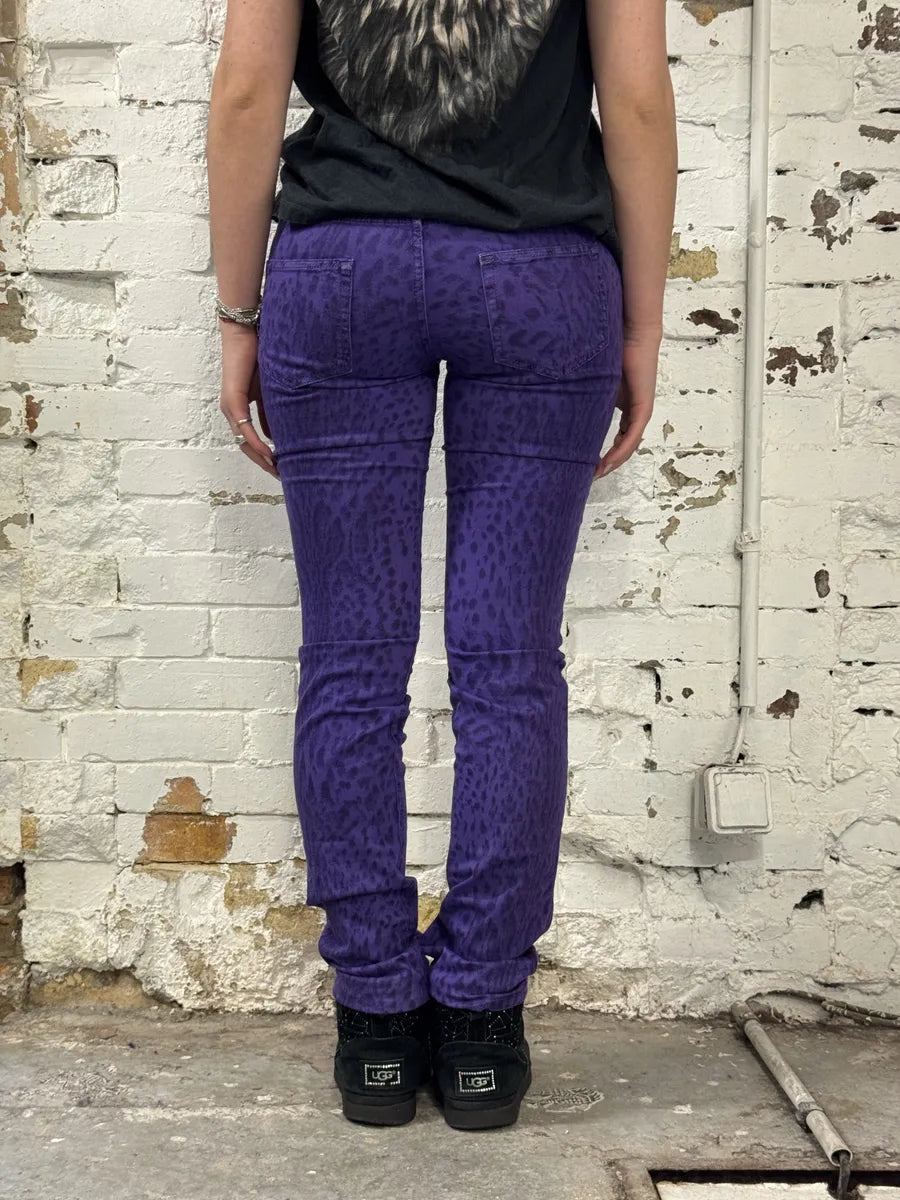 SS2009 Cavalli Leopard Purple & Black Slim Pants DCyyyXE 3