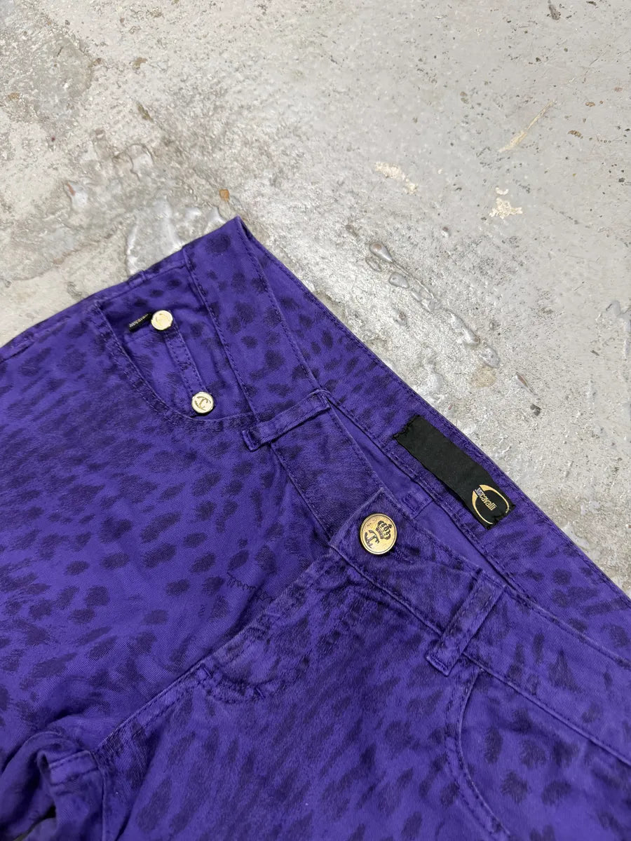 SS2009 Cavalli Leopard Purple & Black Slim Pants DCyyyXE 6