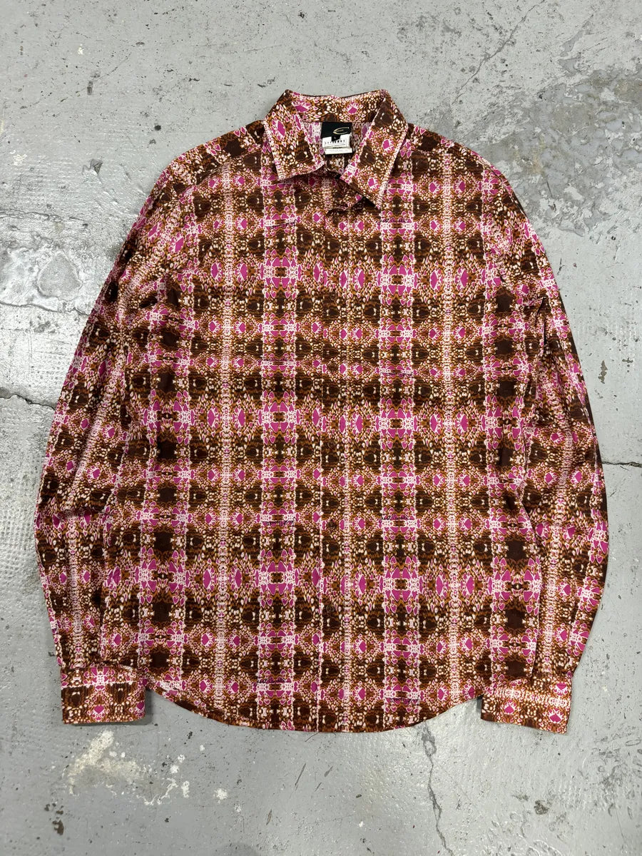SS2009 Cavalli Pink Multicolor Abstract Shirt bqrFVnX 0