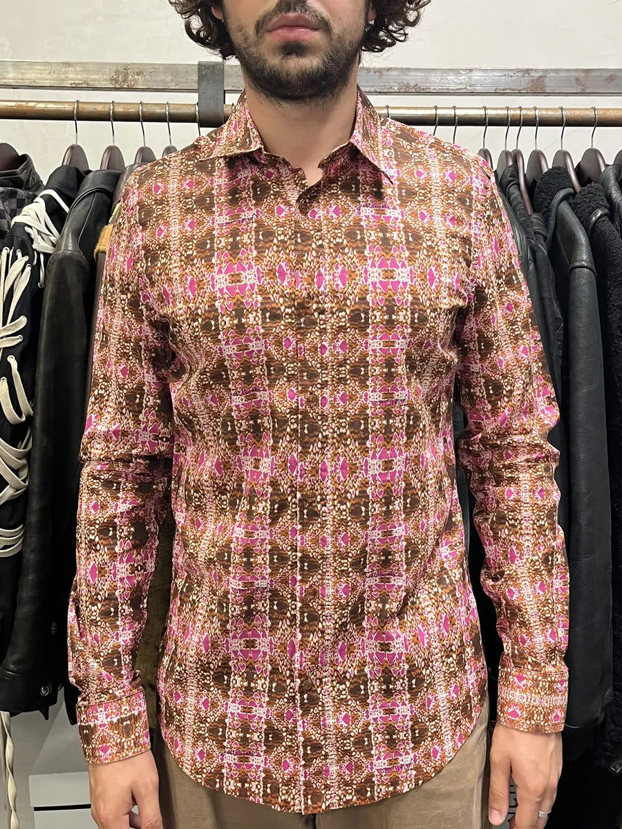 SS2009 Cavalli Pink Multicolor Abstract Shirt bqrFVnX 1
