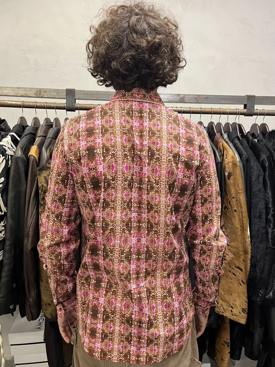 SS2009 Cavalli Pink Multicolor Abstract Shirt bqrFVnX 2