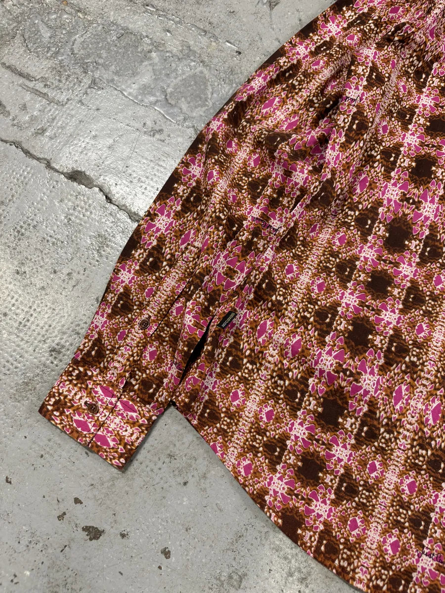 SS2009 Cavalli Pink Multicolor Abstract Shirt bqrFVnX 5