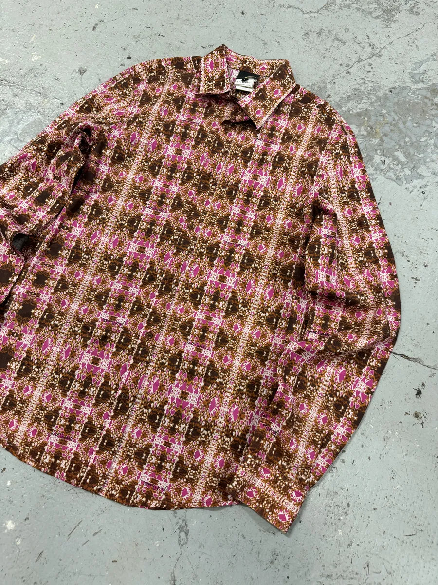 SS2009 Cavalli Pink Multicolor Abstract Shirt bqrFVnX 7