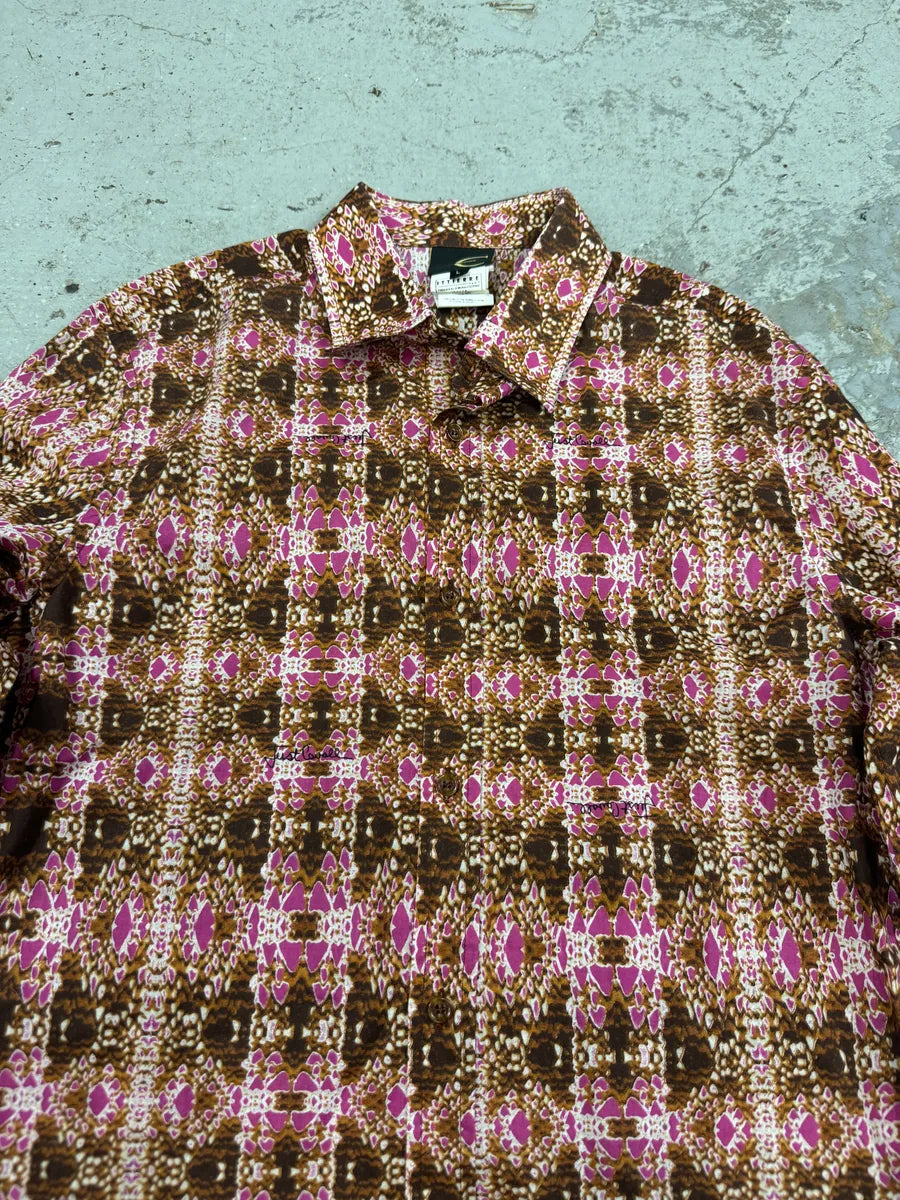 SS2009 Cavalli Pink Multicolor Abstract Shirt bqrFVnX 8