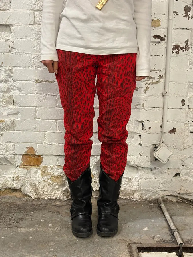 SS2009 Cavalli Red & Black Leopard Pants DIuLiTb 1
