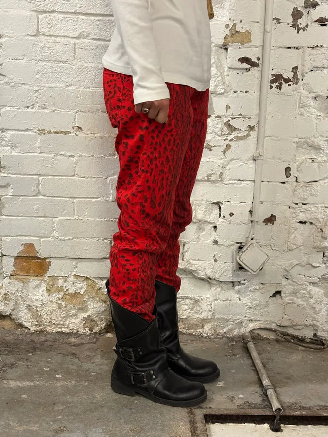 SS2009 Cavalli Red & Black Leopard Pants DIuLiTb 2