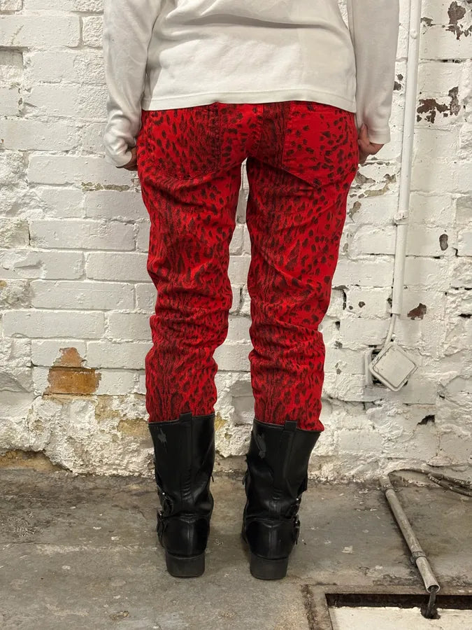 SS2009 Cavalli Red & Black Leopard Pants DIuLiTb 3