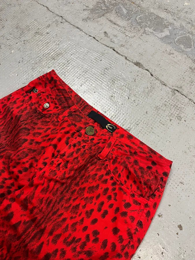 SS2009 Cavalli Red & Black Leopard Pants DIuLiTb 4