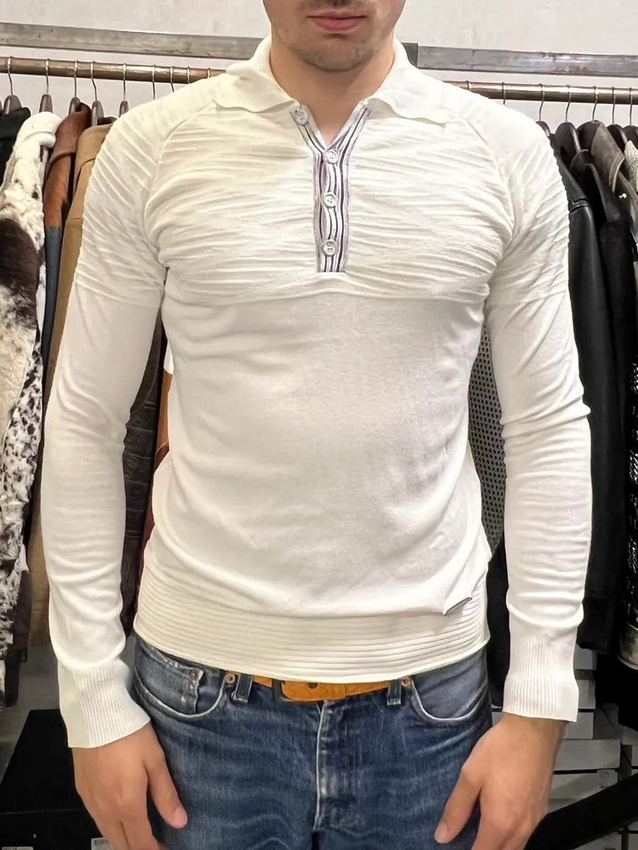 SS2009 Cavalli White Pleats Polo Longsleeves FQHJGwF 1