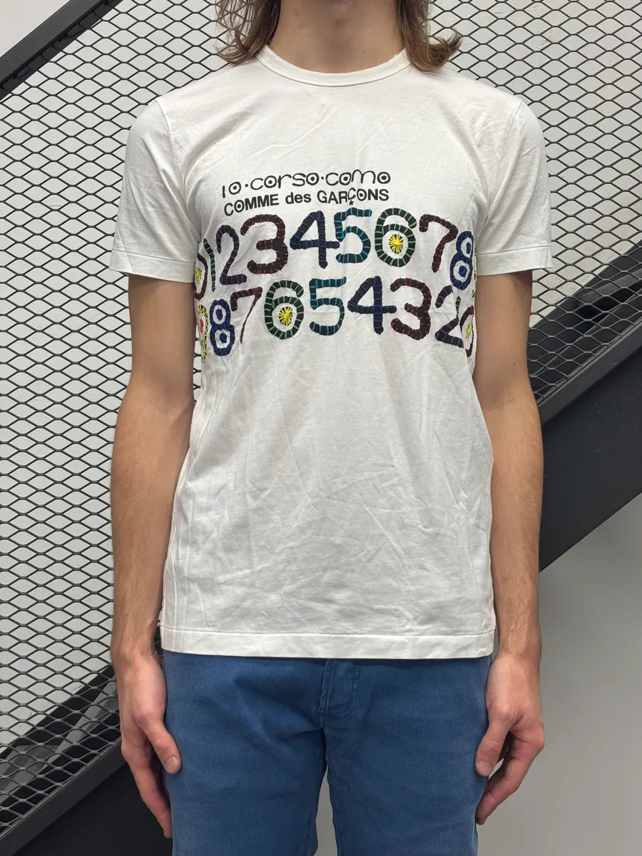 SS2009 Comme des Garçons White Numbered Print T-Shirt sqFHSmo 1