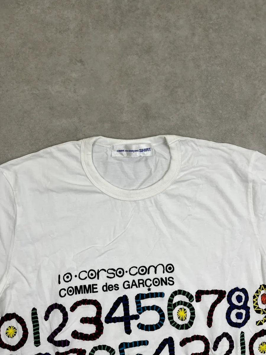 SS2009 Comme des Garçons White Numbered Print T-Shirt sqFHSmo 4