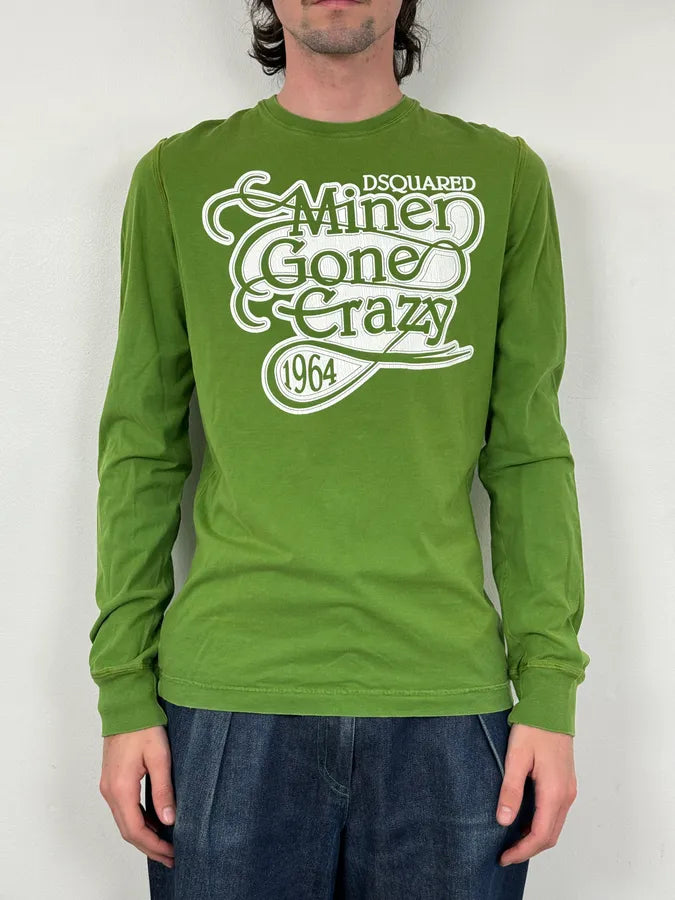 AW2009 Dsquared2 Green Miner Gone Crazy Longsleeves T-Shirt NfPKAqU 1