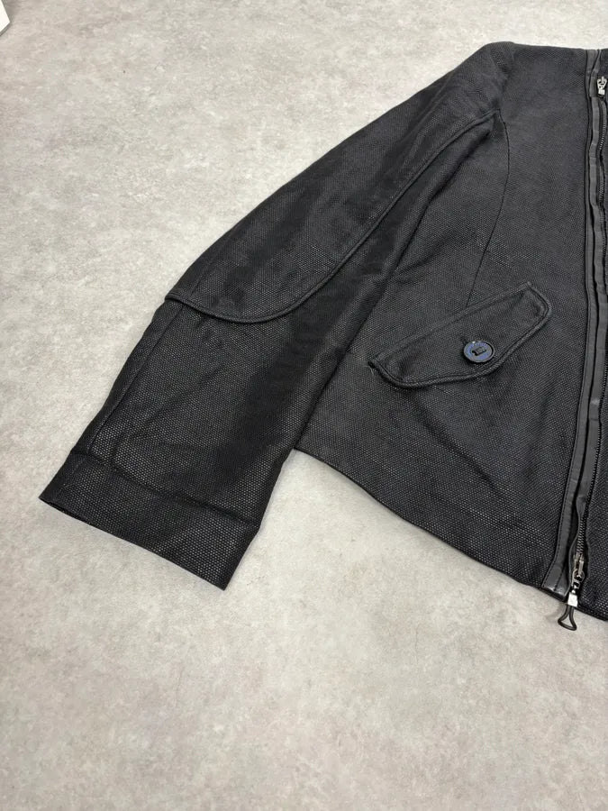 SS2009 Emporio Armani Asymmetrical Biker Perfored Black Ninja Jacket rhXBWaL 7