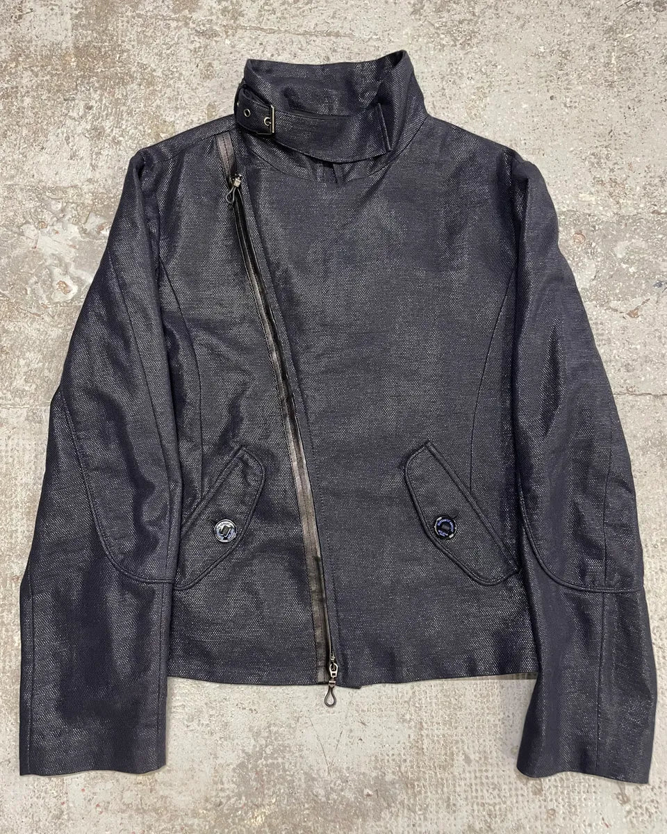 SS2009 Emporio Armani Asymmetrical Leather Biker Jacket (S/M) DcKFhbA 0